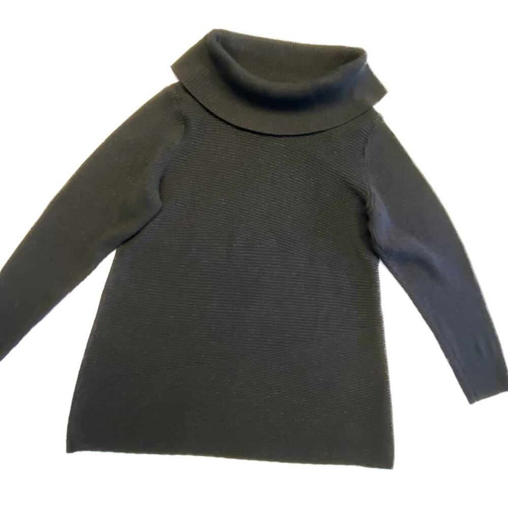 Alfani Chic Holiday Cowl Neck Long Sleeve Ribbed Sweater Black Metallic Women XL